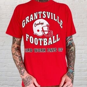 90s Red Lee sports football shirt
Grantsville Utah Cowboys 
Made in USA men’s L